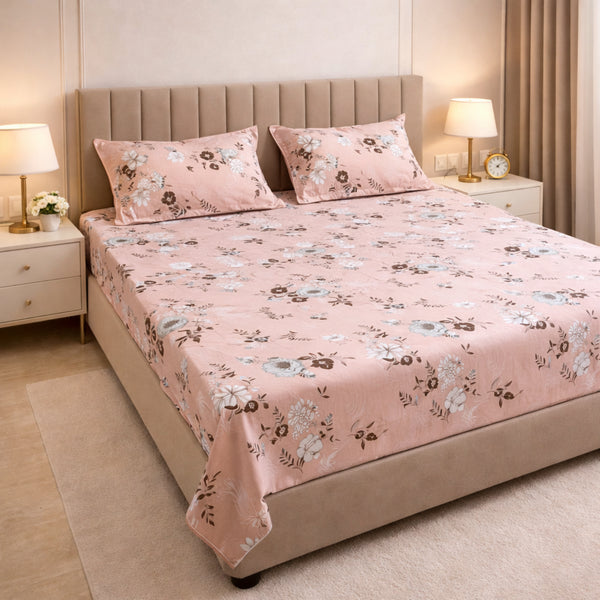 Night Bloom Twilight Blossom Double Bedsheet Set (1 Bedsheet, 2 Pillow Covers)