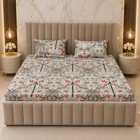 Cloud Soft Blush Symphony King Size Bedsheet Set (1 Bedsheet, 2 Pillow Covers)