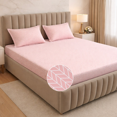 Pink Horizon Double Bedsheet Set (1 Bedsheet, 2 Pillow Covers)