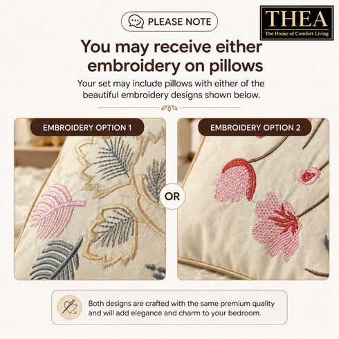 Italian Embroidery 3Pcs King Bedsheet Set (1 Bedsheet, 2 Pillow Covers), Tortora